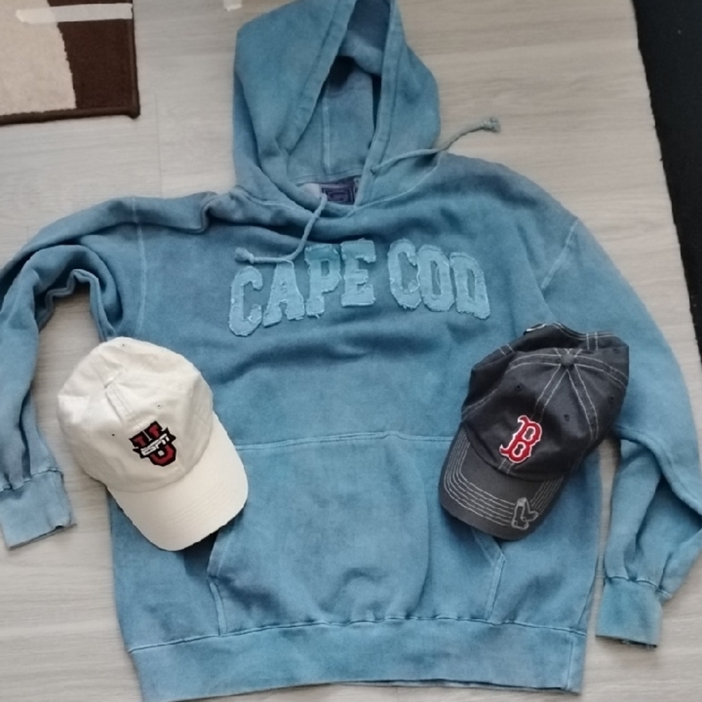 Cape Cod Blue Hooded Sweatshirt - 2 Baseball Hats - Bundle